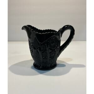 Indiana Glass Tiara Black Monarch Paneled Daisy Creamer